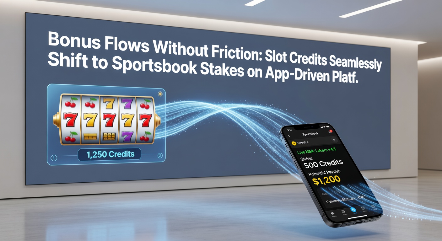 Illustration of slot reels morphing into sportsbook odds on a smartphone interface, symbolizing smooth bonus transitions
