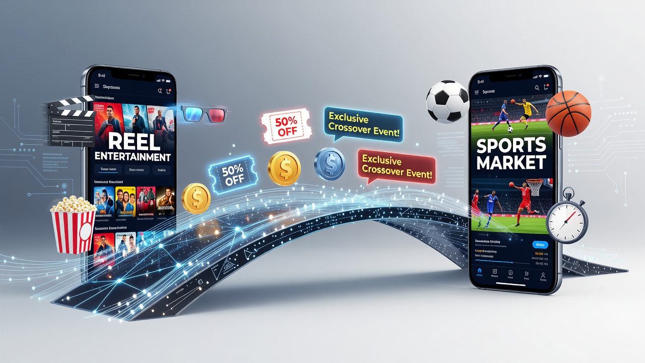 Mobile app interface showing integrated slot and sports betting promotions on a smartphone screen
