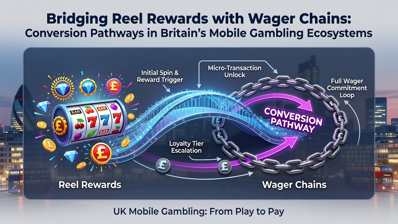 Infographic illustrating conversion pathways between slot bonuses and sports betting chains on mobile devices