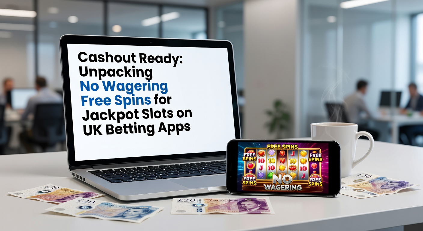 Mobile phone displaying a UK betting app interface with no-wagering free spins activated on a glowing jackpot slot game
