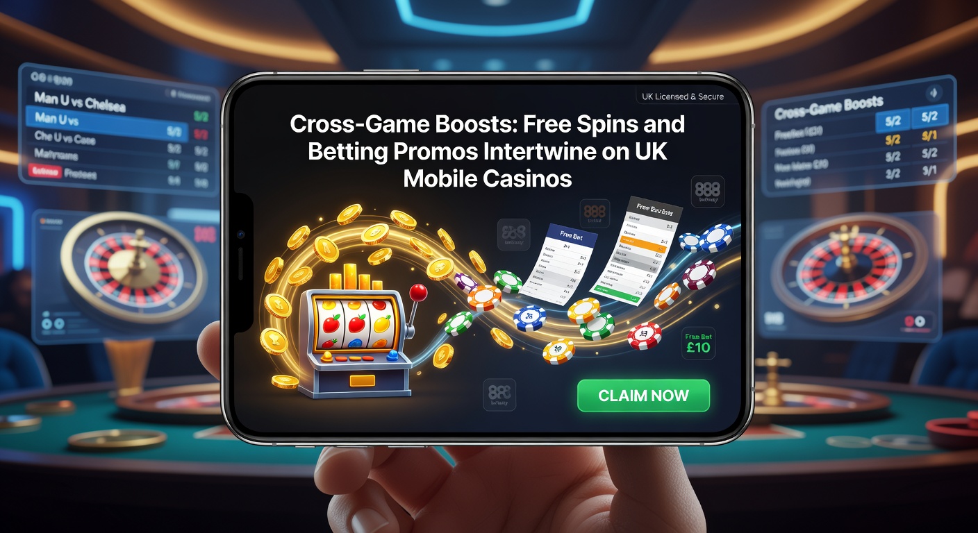 Dynamic graphic of slot reels morphing into sports betting icons on a mobile device, illustrating cross-game promotions