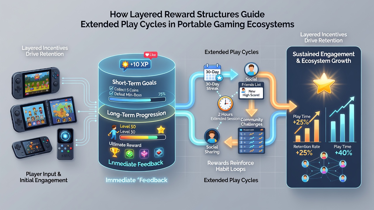 Mobile device displaying progression map with multiple reward tiers active simultaneously