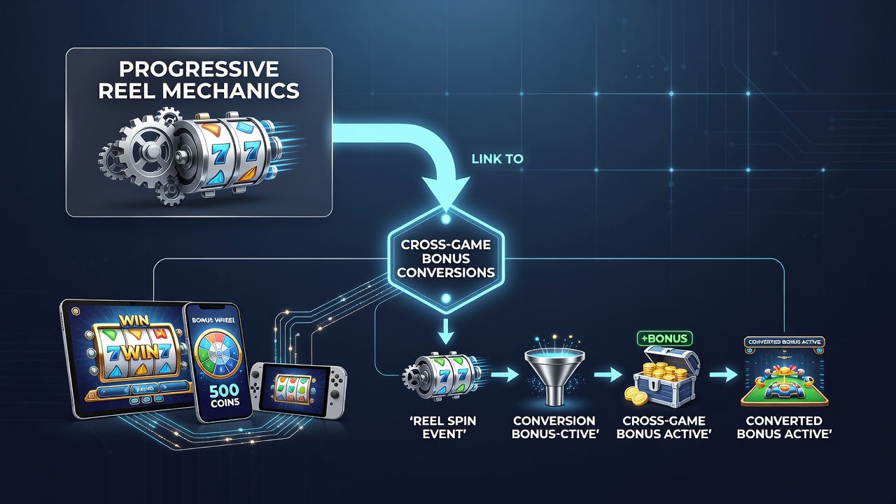 Illustration of progressive reel mechanics displayed on a portable gaming device