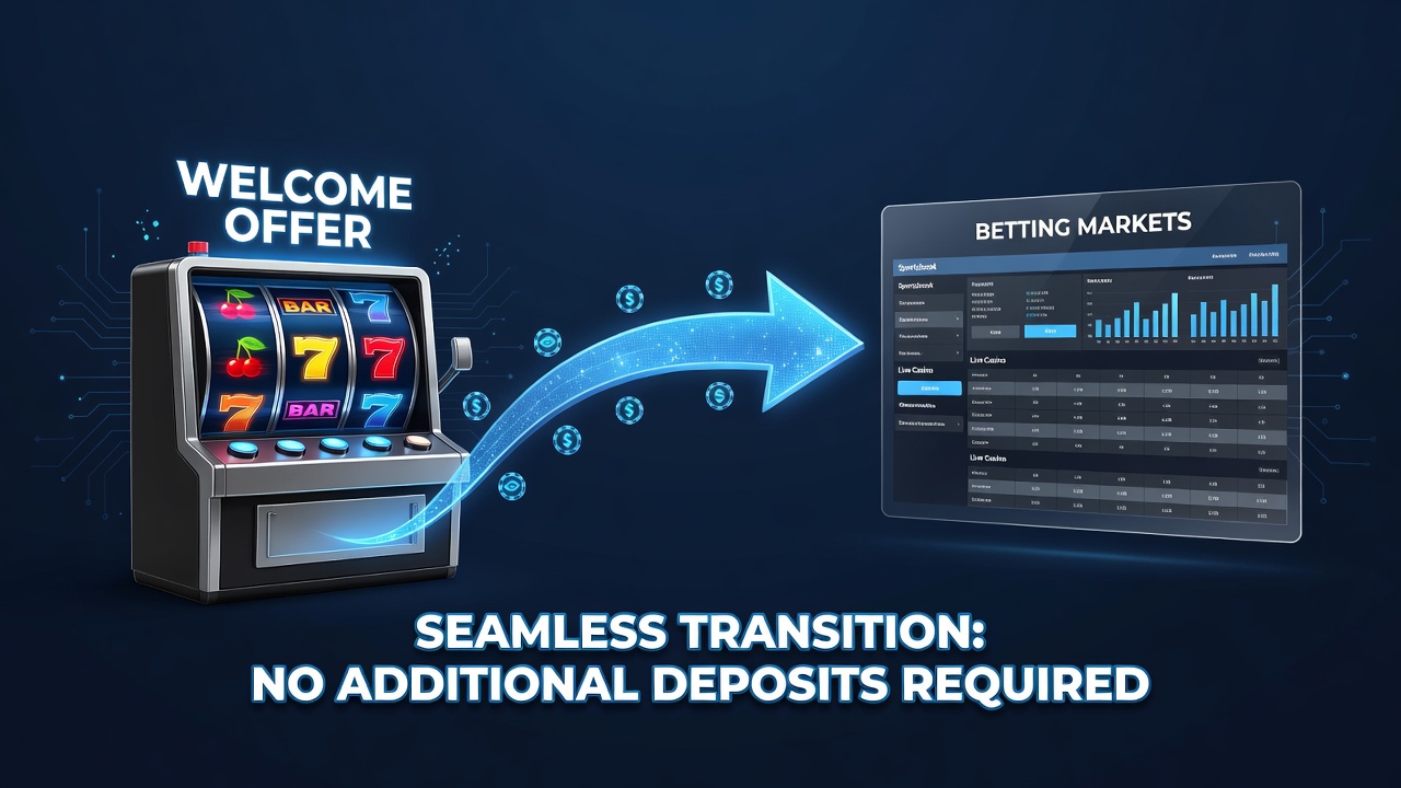 Slot welcome offers displayed on a mobile screen transitioning into betting market options