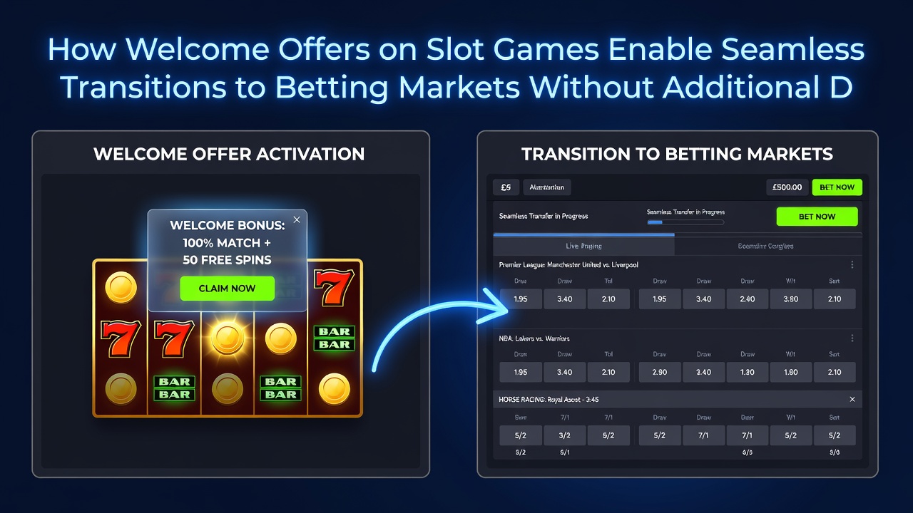 Flow diagram showing bonus balance moving from slots to betting without new deposit