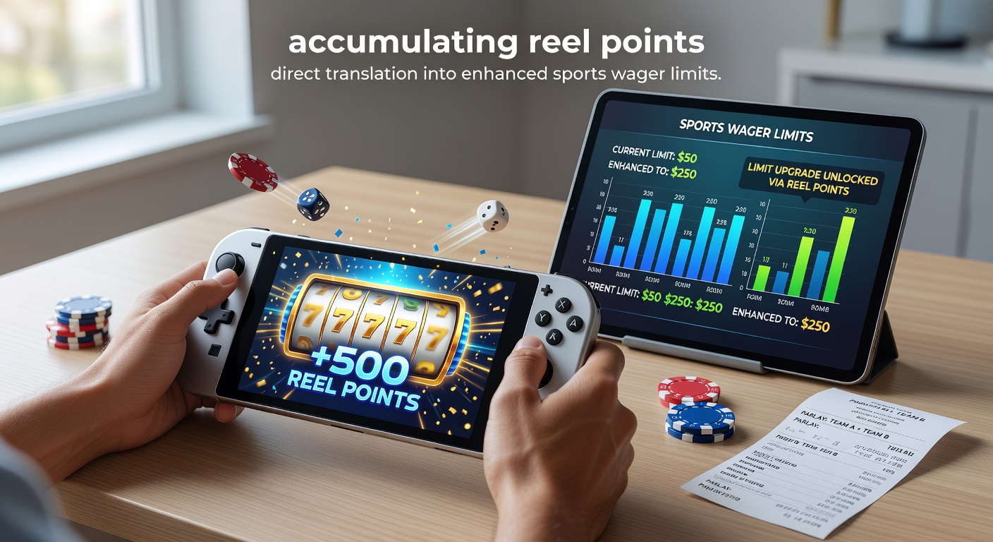 Mobile screen displaying reel points accumulating alongside sports betting interface on a digital handheld device