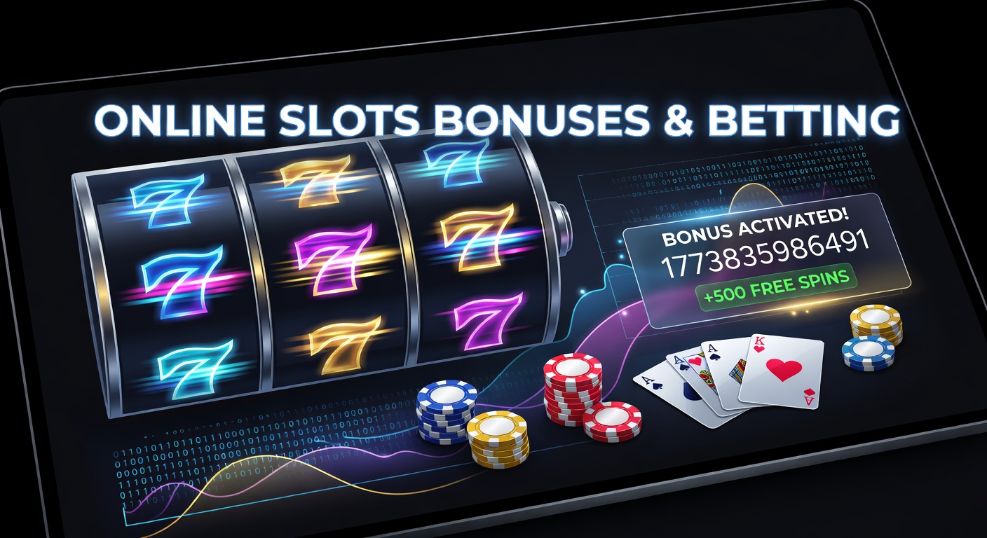 Vibrant online slot machine reels spinning with bonus symbols and jackpot lights illuminating a digital casino interface