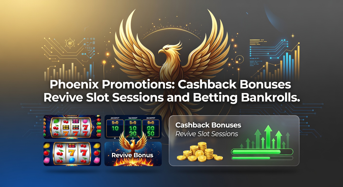 Dynamic graphic of a phoenix rising from betting chips and slot symbols, representing cashback revival for bankrolls