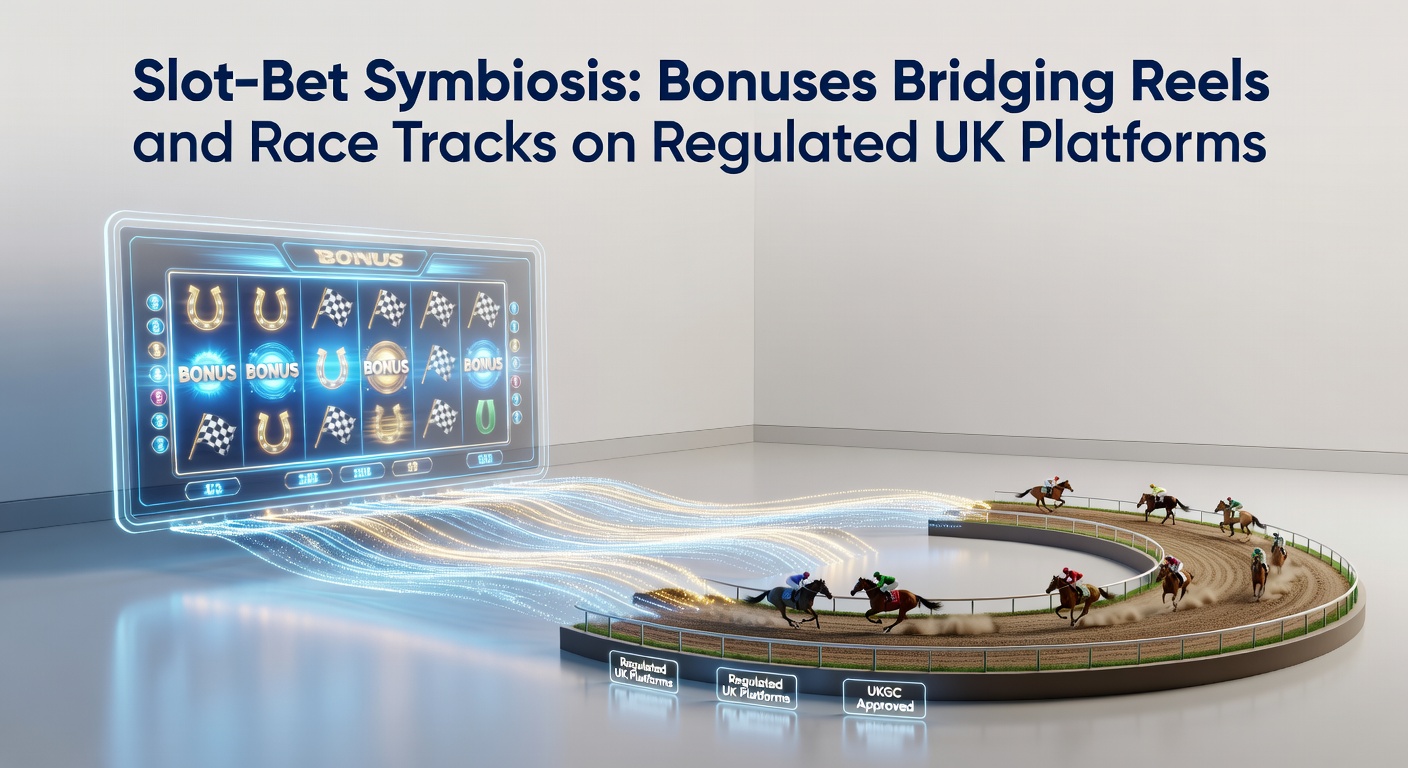 Close-up of a mobile screen displaying slot bonus winnings converting to horse racing bet slips, with icons of galloping horses and spinning reels intertwined