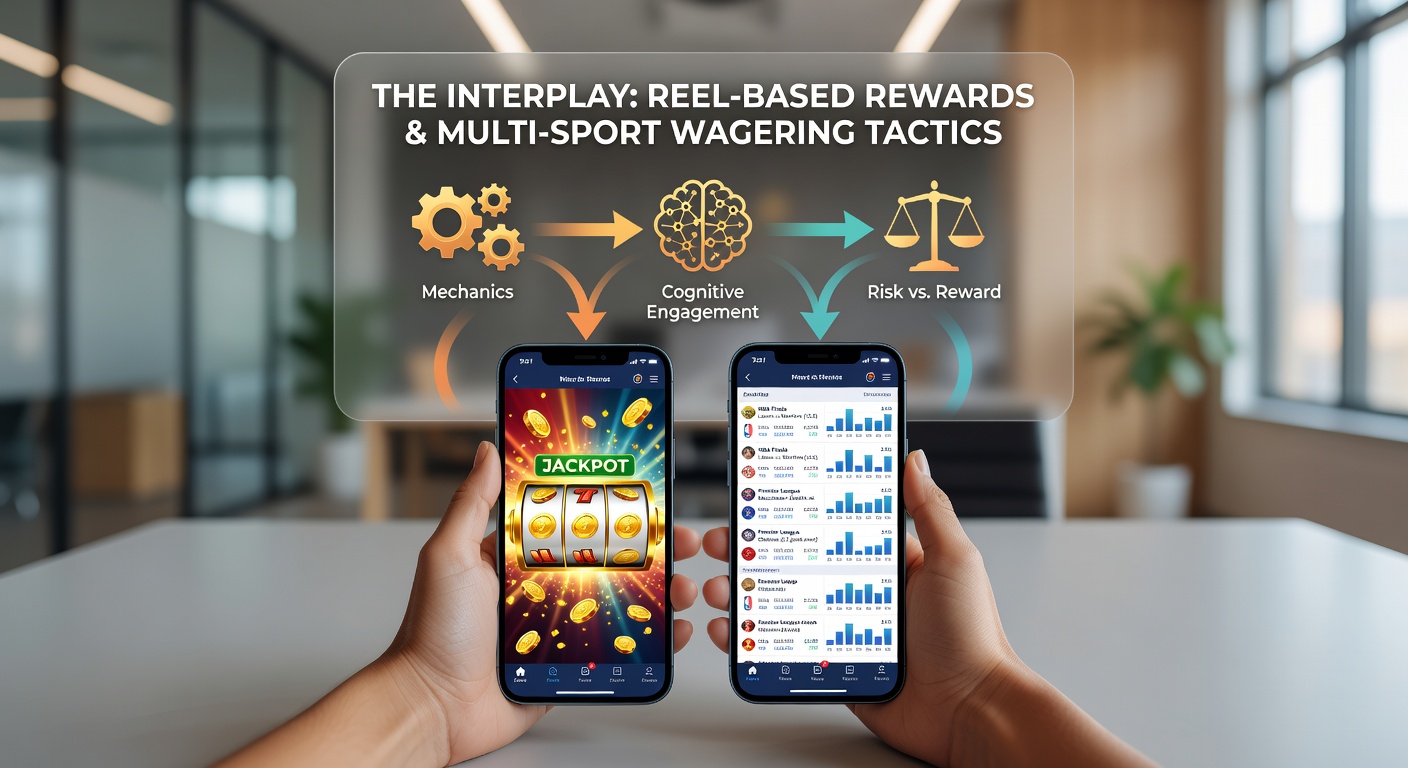 User engaging with a mobile app showing reel rewards transitioning into multi-sport wager placements