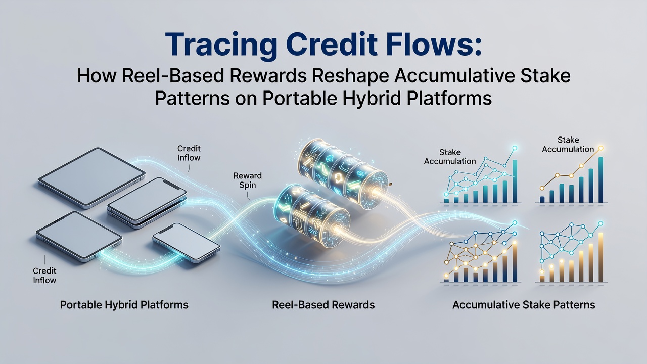 Diagram showing credit flow from reel rewards to stake accumulation on mobile hybrid platforms